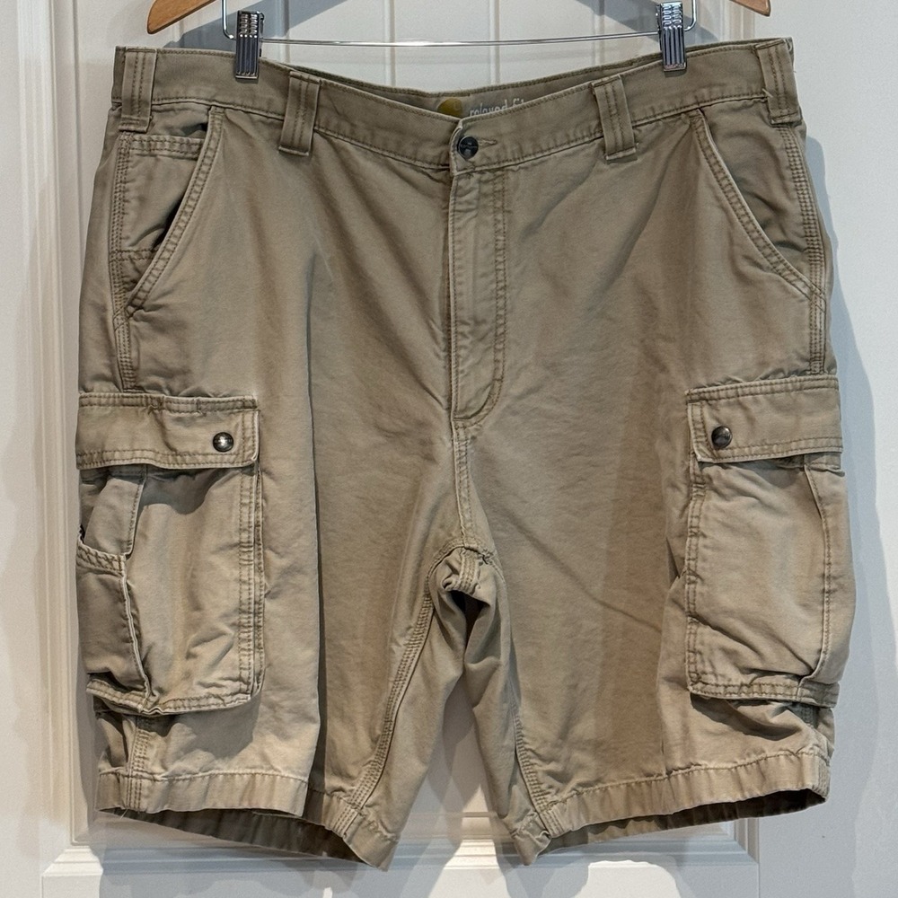 Carhartt Cargo Shorts Mens 42 Relaxed Fit Khaki Work Utility Pocket Casual